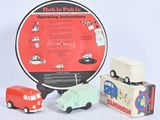 three toy cars that are sitting next to each other