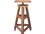 an image of a wooden stool with wheels on a white background