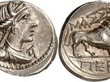 a silver coin with an image of a man and a horse on it