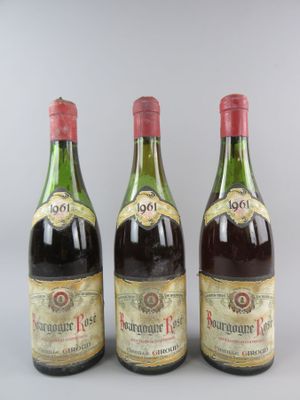 3 bt de Bourgogne rosé, Camille Giroud, 1961.