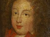 a painting of a young boy in a green coat with a red collar