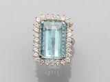 an aquamarinee and diamond ring