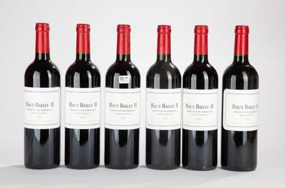 six bouteilles de vin rouge sont alignées