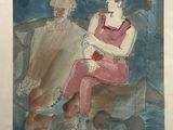 tableau représentant un homme et une femme assis sur un canapé