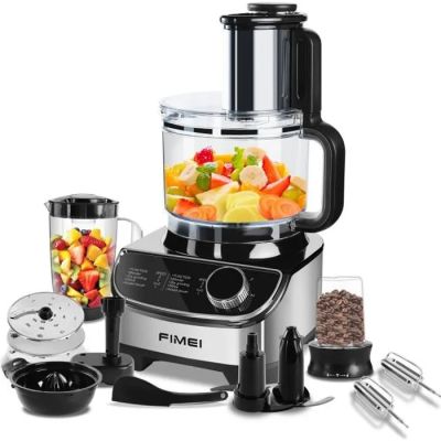 a food processor that is sitting next to a blender