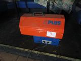 a red and blue box that is on the ground