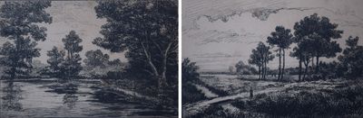 Emile DE RUAZ "Paysages" 2 eaux fortes en pendant, signées d… - Photo 1