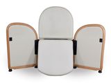 an image of a white toilet with a wooden seat