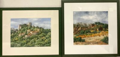 deux photos encadrées représentant un château sur une colline