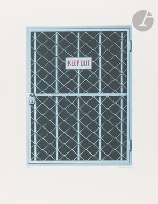a picture of a keep out sign on a gate