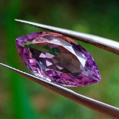 une coupe d'améthore composée de pierres précieuses améthores violettes, maintenue par deux tweets