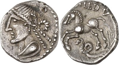 a close up of a coin with a horse on it