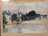 une photo d'un tableau représentant un château au bord de l'eau