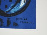 an image of a blue piece of paper with a drawing of the moon
