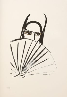 an image of a drawing of a man holding a fan