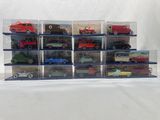 a lot of toy cars that are in a display case