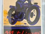 a picture of a poster of a man riding a motorcycle