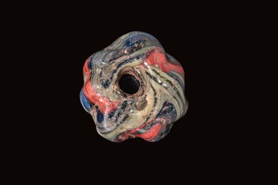 Grande Perle DE Verre NervurÉE DE L'ÉPoque Romaine Tardive