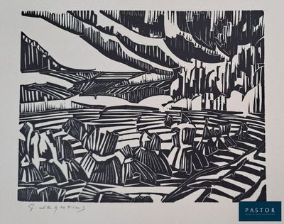 an image of a black and white drawing of a landscape