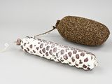 leopard print tube dog toy with brown and white leopard print tube