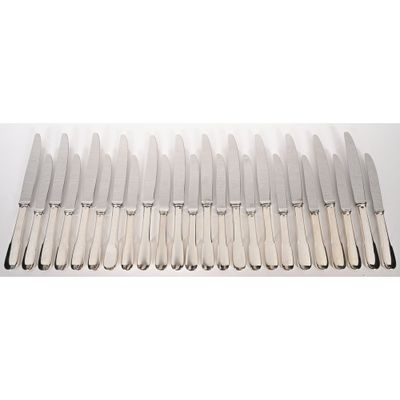 a set of twelve silverplated flatware knives