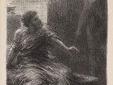 l'image d'un dessin d'une femme assise sur le sol