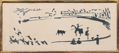 tableau représentant un groupe de personnes à cheval sur une piste