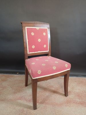 an image of a chair with a pink and gold upholstered seat