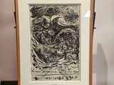 une image représentant un dessin en noir et blanc dans un cadre en bois