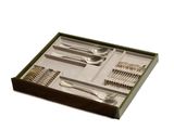 a tray with silverware and utensils in it