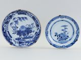 pair of chinese blue and white plates