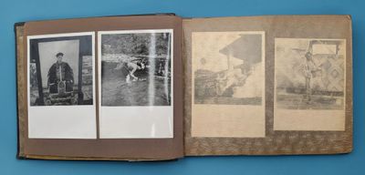 an old book with pictures of people and animals on it