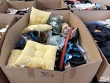 many boxes full of items that are sitting in a room