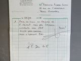 une feuille de papier avec une écriture dessus, posée sur une table