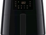 the philips air fryer is black and has a digital display