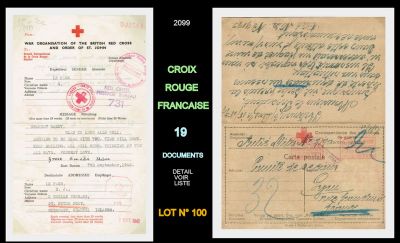 two old documents with stamps on them and one has a red cross stamp on it