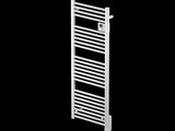 un gros plan d'un porte-serviettes blanc sur fond noir
