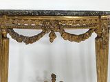 a small table with a marble top on it