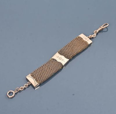 Attache de montre en métal doré et cheveux et agrafe de méta…