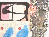 une photo représentant un tableau et un dessin posés sur une table