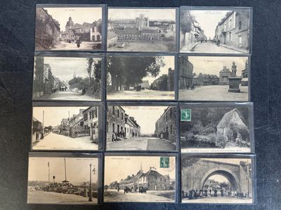 several old black and white photographs of old buildings and streets