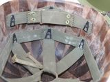 a close up of a helmet on a table