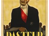 une vieille affiche représentant un homme en costume avec une cravate rouge
