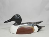 a duck that is sitting on a white surface