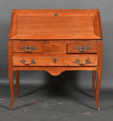an old wooden desk with two drawers and a drawer underneath it