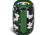 une image représentant une enceinte Bluetooth munie d'une poignée verte
