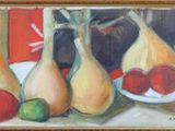 painting of a still life of fruit and vegetables on a table