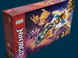 a box with a lego ninja set in it on a blue background