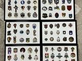 a lot of badges on the floor of a room
