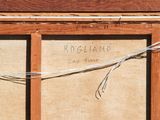 a picture of a wooden frame with a sign on it